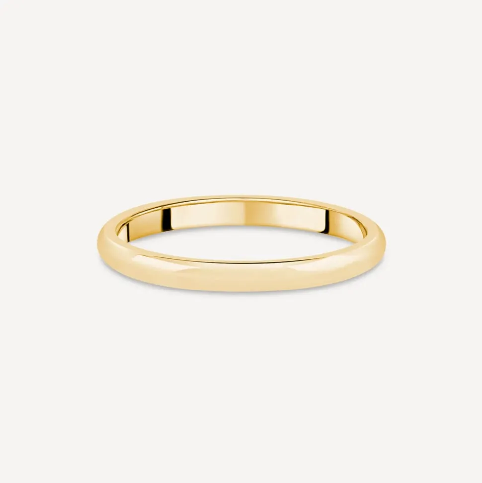 9ct Yellow Gold 2mm Plain Band D-Shape Ring
