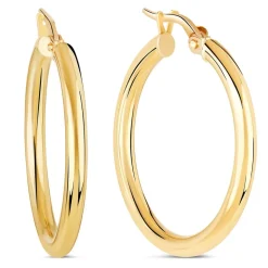 9ct Yellow Gold 20mm Plain Hoop Earrings