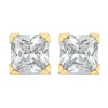 9ct Yellow Gold 6MM Princess Cut Cubic Zirconia Stud Earrings