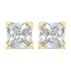 9ct Yellow Gold 6MM Princess Cut Cubic Zirconia Stud Earrings