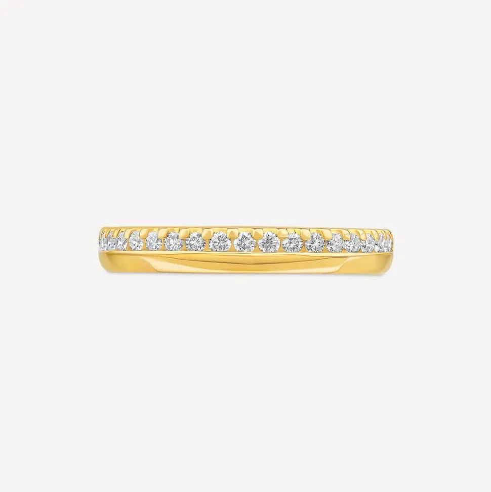 18ct Yellow Gold 3mm Round Offset 0.20ct Diamond Wedding Ring