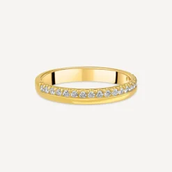 18ct Yellow Gold 3mm Round Offset 0.20ct Diamond Wedding Ring