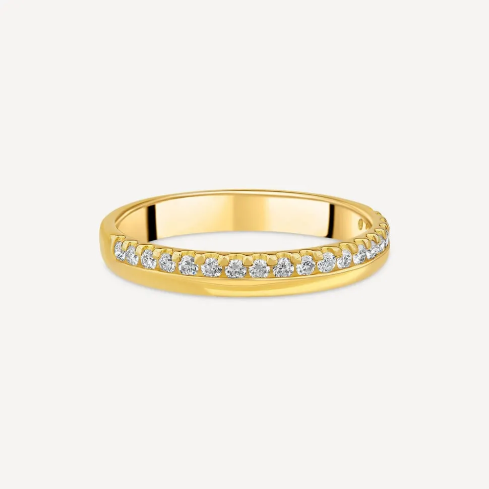 18ct Yellow Gold 3mm Round Offset 0.20ct Diamond Wedding Ring