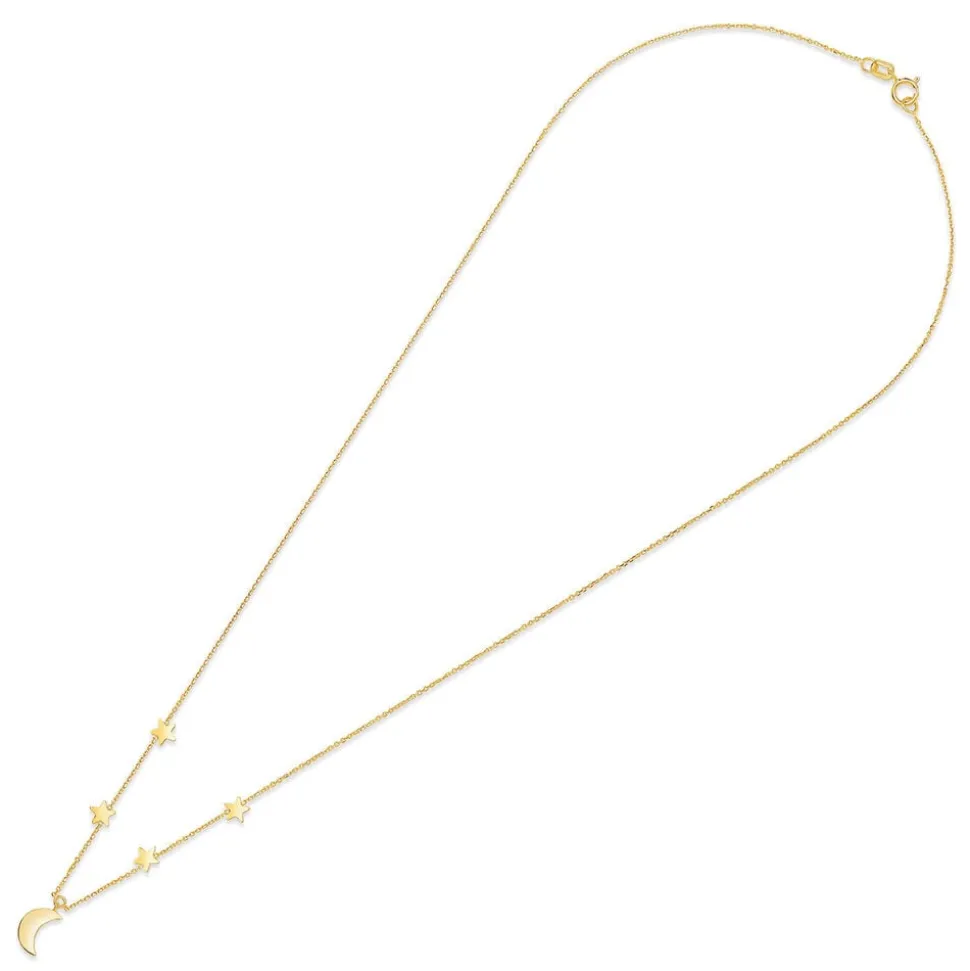 9ct Yellow Gold Moon & Stars Chain Necklet