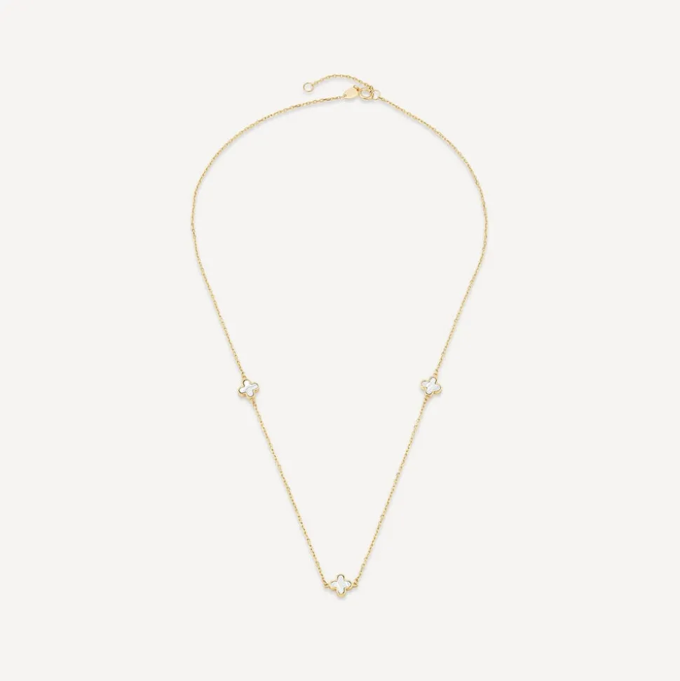 9ct Yellow Gold Mother of Pearl Petal Necklet