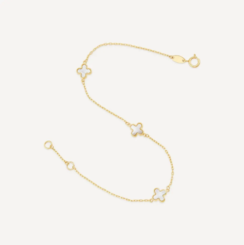 9ct Yellow Gold Mother of Pearl Petal Bracelet