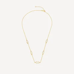 9ct Yellow Gold Oblong Hexagon Mother of Pearl Link & Chain Necklet