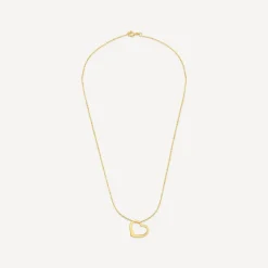 9ct Yellow Gold Open Dangling Heart Necklet