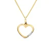 9ct Yellow Gold Open Diamond Side Heart Pendant