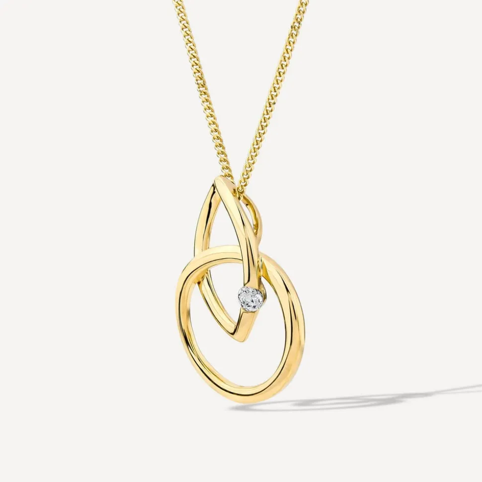 9ct Yellow Gold Open Diamond Interlock Pendant