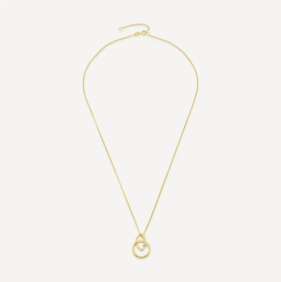 9ct Yellow Gold Open Diamond Interlock Pendant