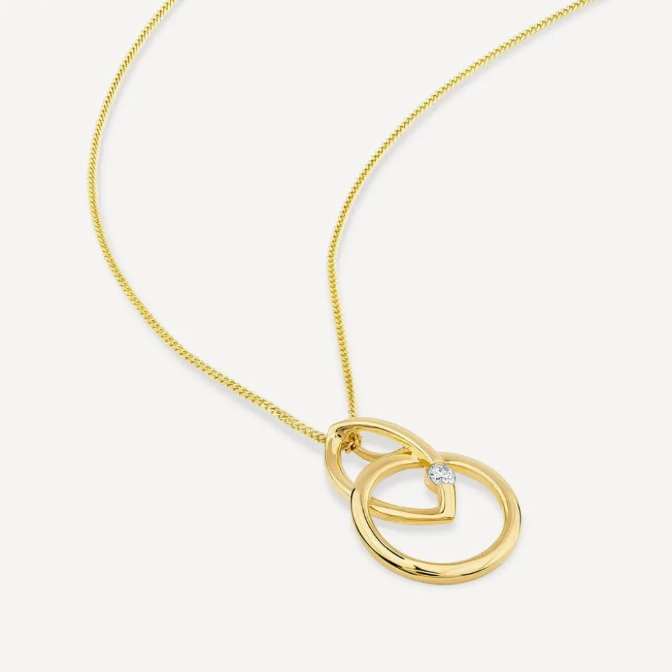 9ct Yellow Gold Open Diamond Interlock Pendant