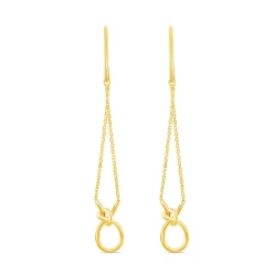 9ct Yellow Gold Open Knot Chain Drop Earrings