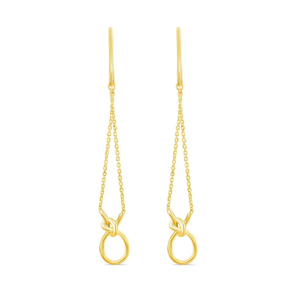 9ct Yellow Gold Open Knot Chain Drop Earrings