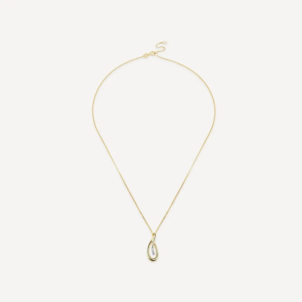 9ct Yellow Gold Open Loop Diamond Set Pendant