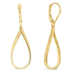 9ct Yellow Gold Open Oval Twist Drop Earrings