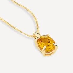 9ct Yellow Gold Oval Citrine Pendant