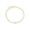 9ct Yellow Gold Oval Cubic Zirconia Bar Curbed Link Bracelet