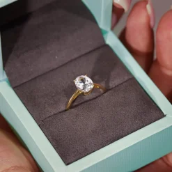 9ct Yellow Gold Oval Cubic Zirconia Promise Ring