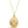 9ct Yellow Gold Oval Diamond Cut St Christopher's Medal Pendant (Chain Included)
