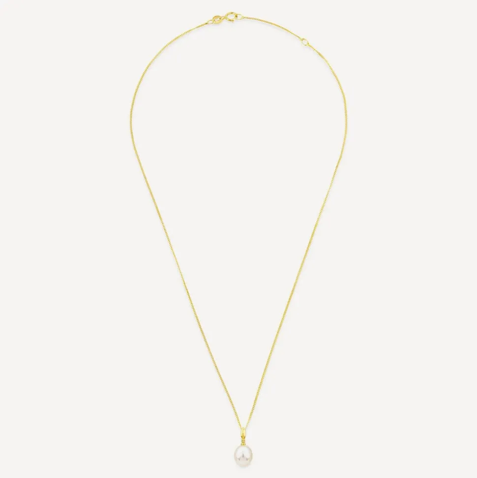 9ct Yellow Gold Oval Freshwater Pearl Classic Pendant