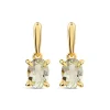 9ct Yellow Gold Oval Green Amethyst Drop Earrings