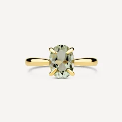 9ct Yellow Gold Oval Green Amethyst Ring