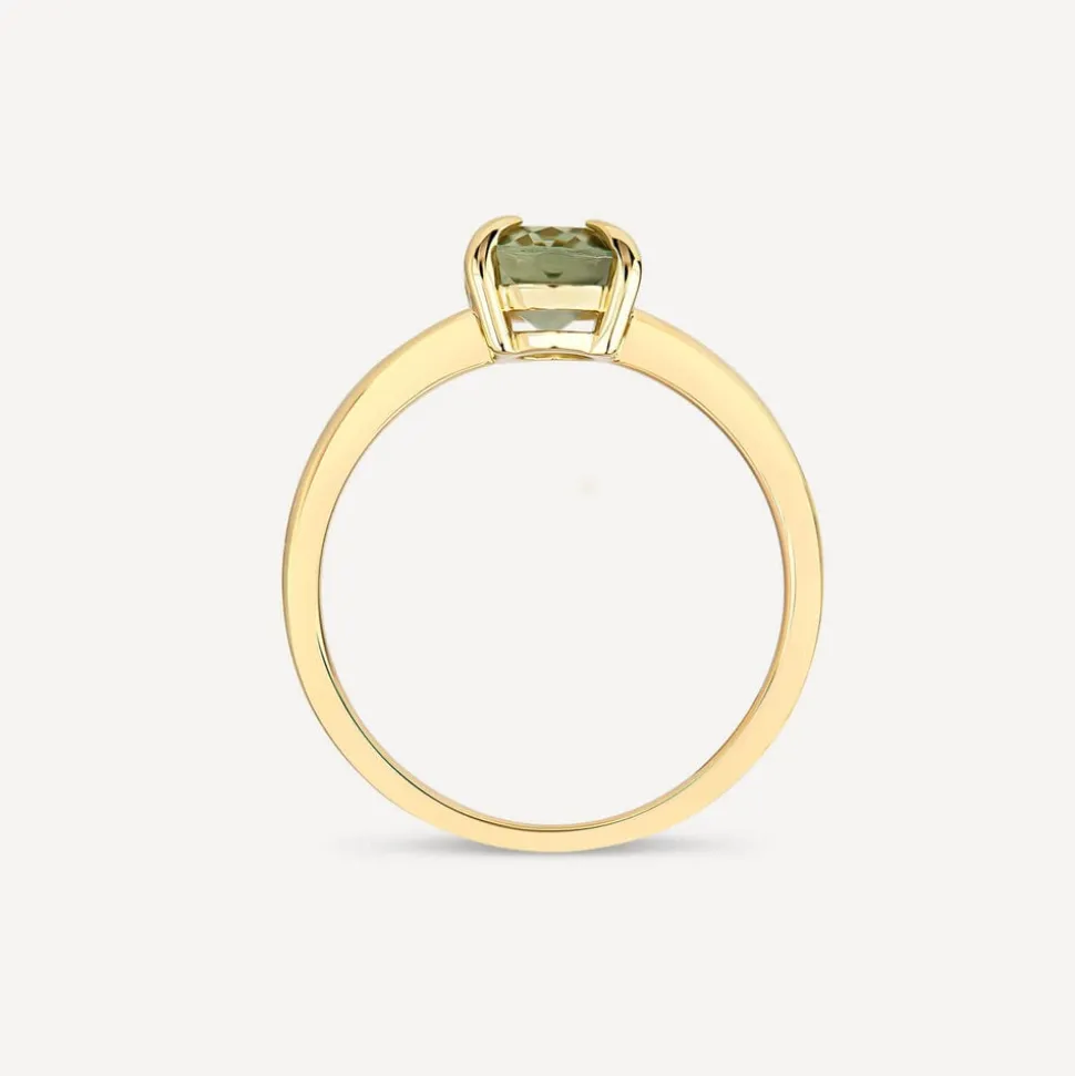 9ct Yellow Gold Oval Green Amethyst Ring