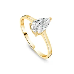 9ct Yellow Gold Pear Cubic Zirconia Promise Ring