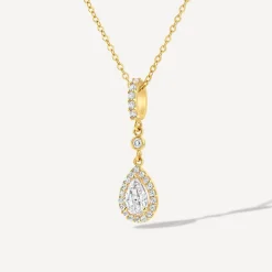 9ct Yellow Gold Pear Cubic Zirconia Cluster Bale Necklet