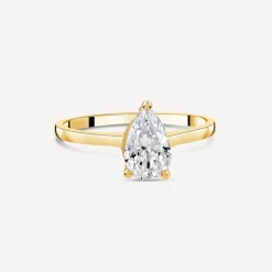 9ct Yellow Gold Pear Cubic Zirconia Promise Ring