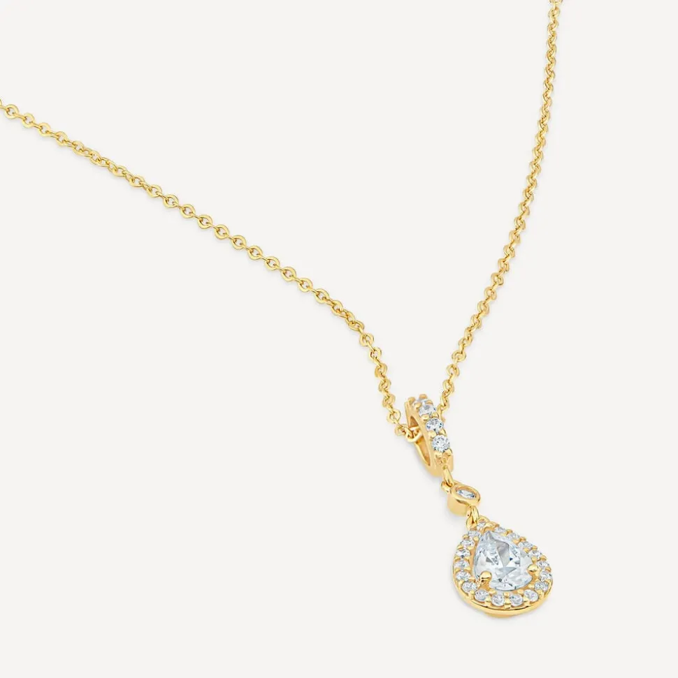 9ct Yellow Gold Pear Cubic Zirconia Cluster Bale Necklet