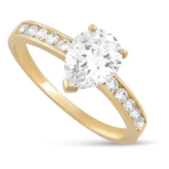 9ct Yellow Gold Pear Shaped Cubic Zirconia Dress Ring