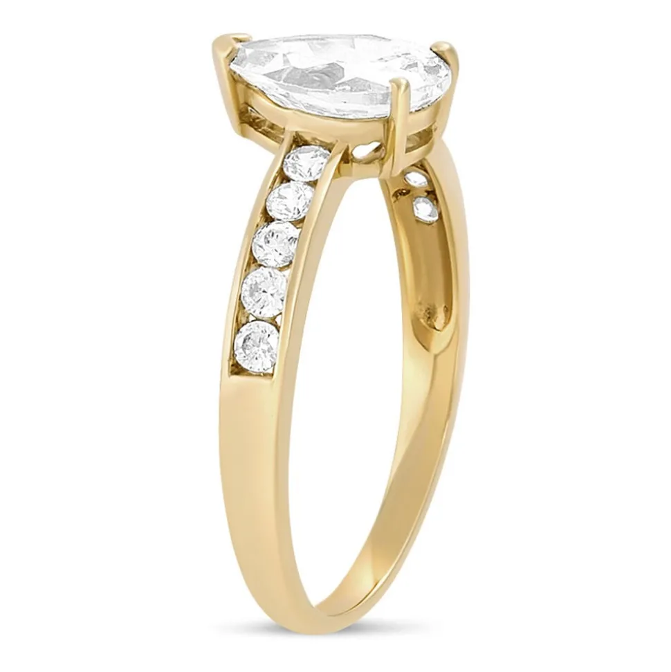 9ct Yellow Gold Pear Shaped Cubic Zirconia Dress Ring