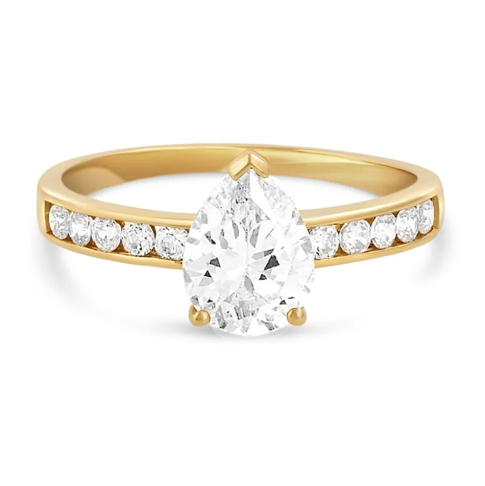 9ct Yellow Gold Pear Shaped Cubic Zirconia Dress Ring