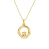 9ct Yellow Gold Plain Claddagh Pendant