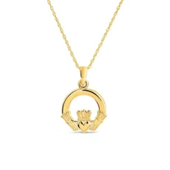 9ct Yellow Gold Plain Claddagh Pendant