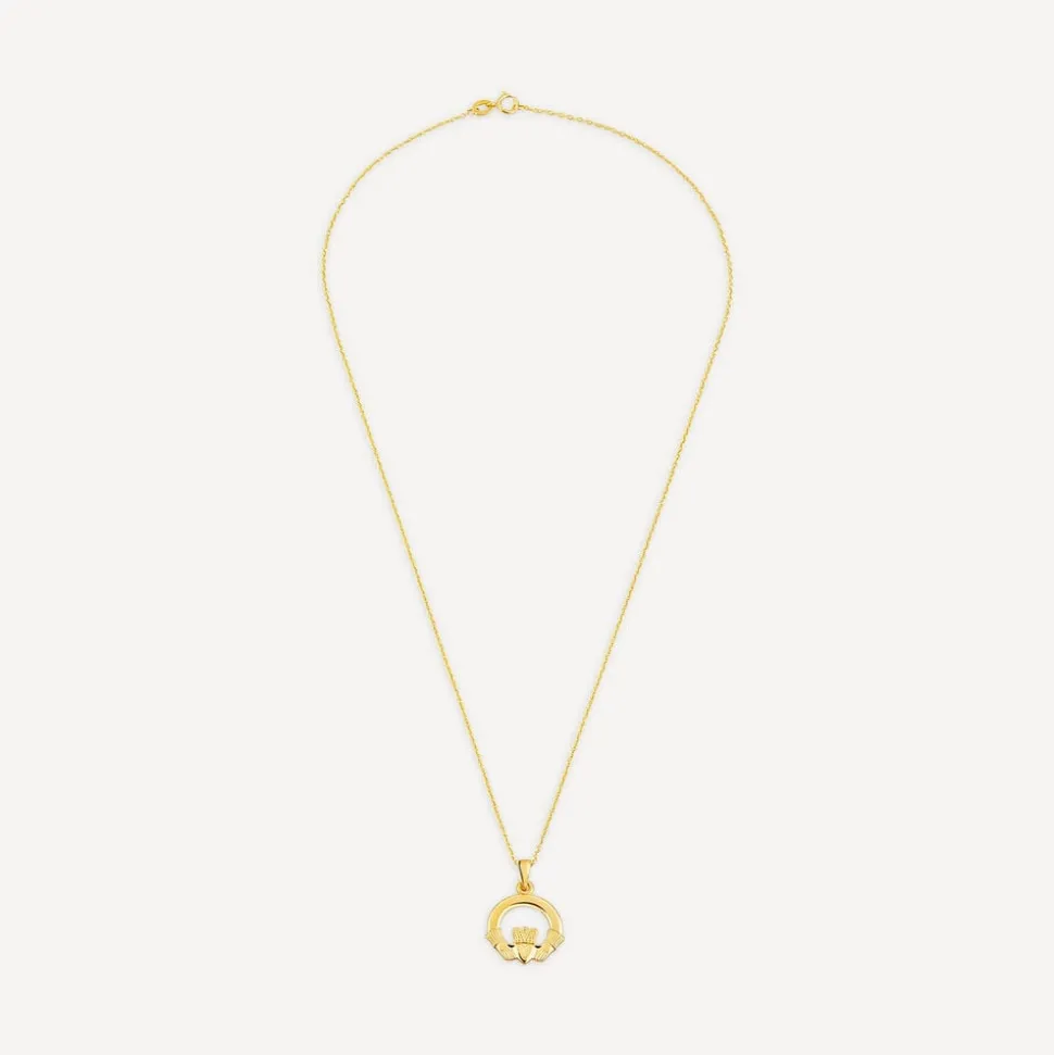 9ct Yellow Gold Plain Claddagh Pendant
