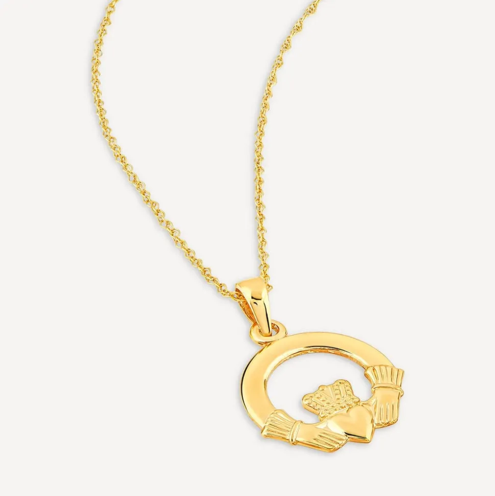 9ct Yellow Gold Plain Claddagh Pendant
