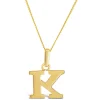 9ct Yellow Gold Plain Initial K Pendant (Chain Included)
