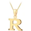 9ct Yellow Gold Plain Initial R Pendant (Chain Included)