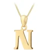 9ct Yellow Gold Plain Initial N Pendant (Chain Included)