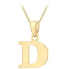 9ct Yellow Gold Plain Initial D Pendant (Chain Included)