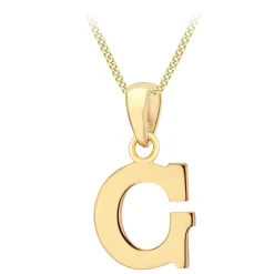 9ct Yellow Gold Plain Initial G Pendant (Chain Included)