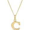 9ct Yellow Gold Plain Initial C Pendant (Chain Included)