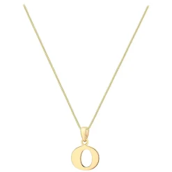 9ct Yellow Gold Plain Initial O Pendant (Chain Included)