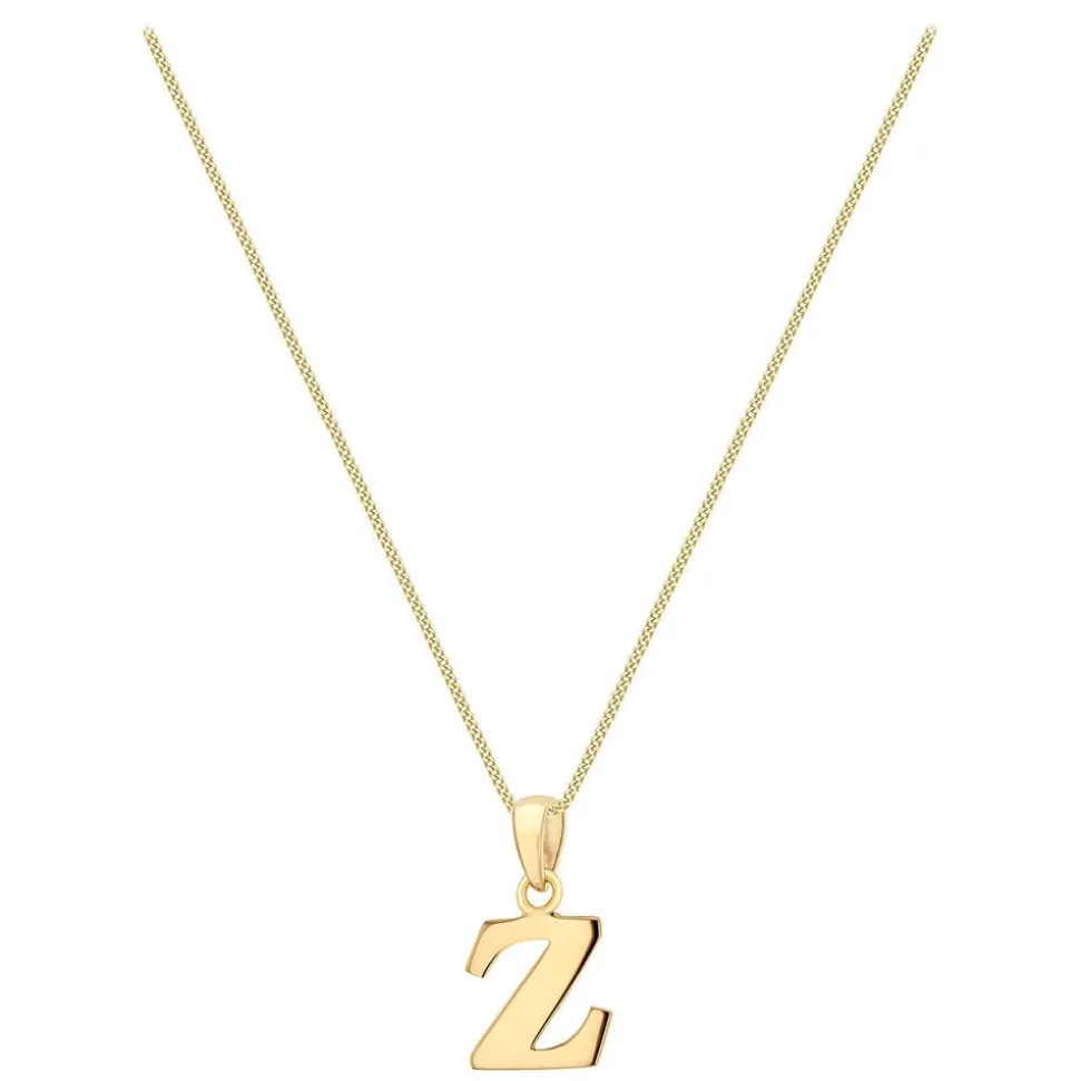 9ct Yellow Gold Plain Initial Z Pendant (Chain Included)