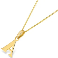 9ct Yellow Gold Plain Initial A Pendant (Chain Included)
