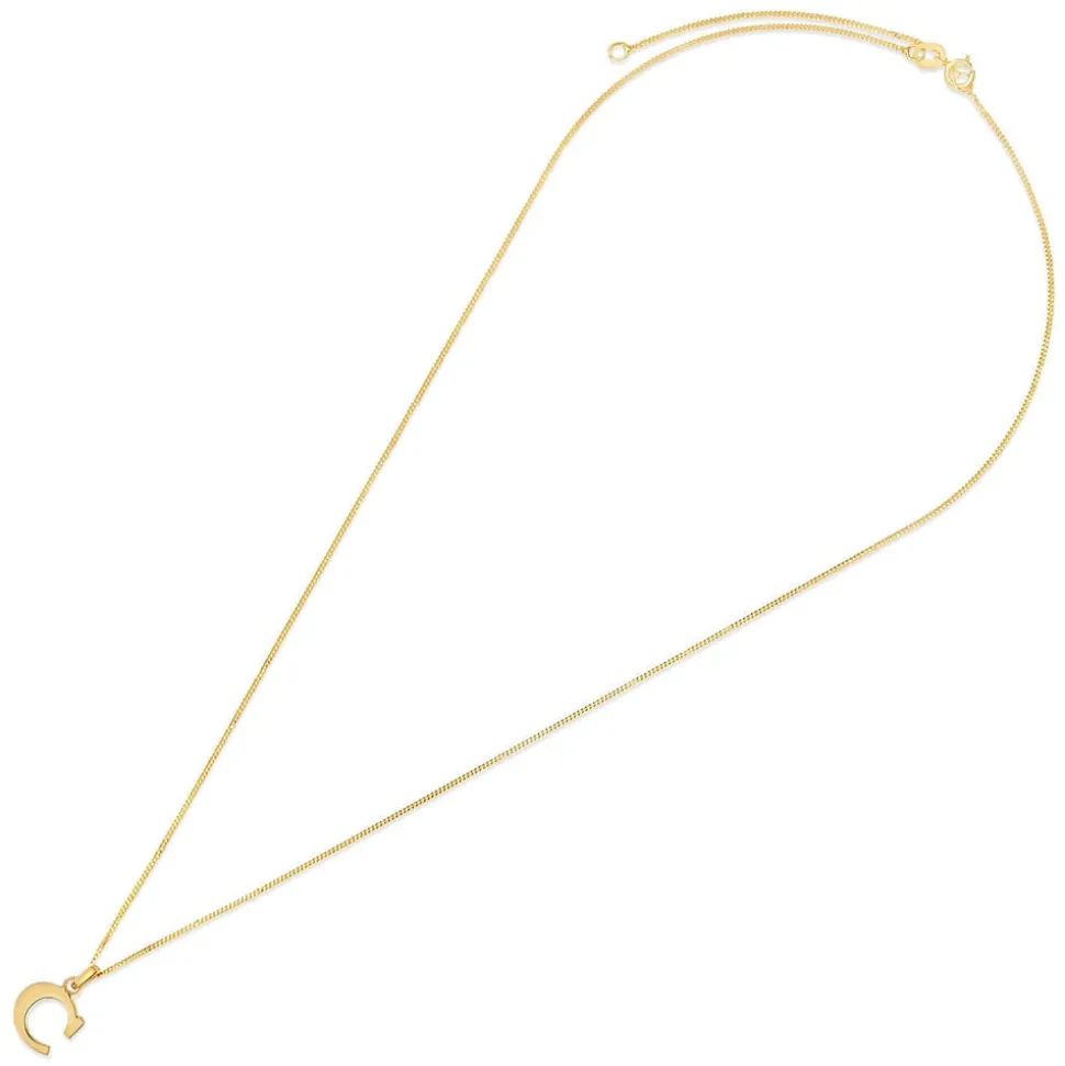 9ct Yellow Gold Plain Initial C Pendant (Chain Included)