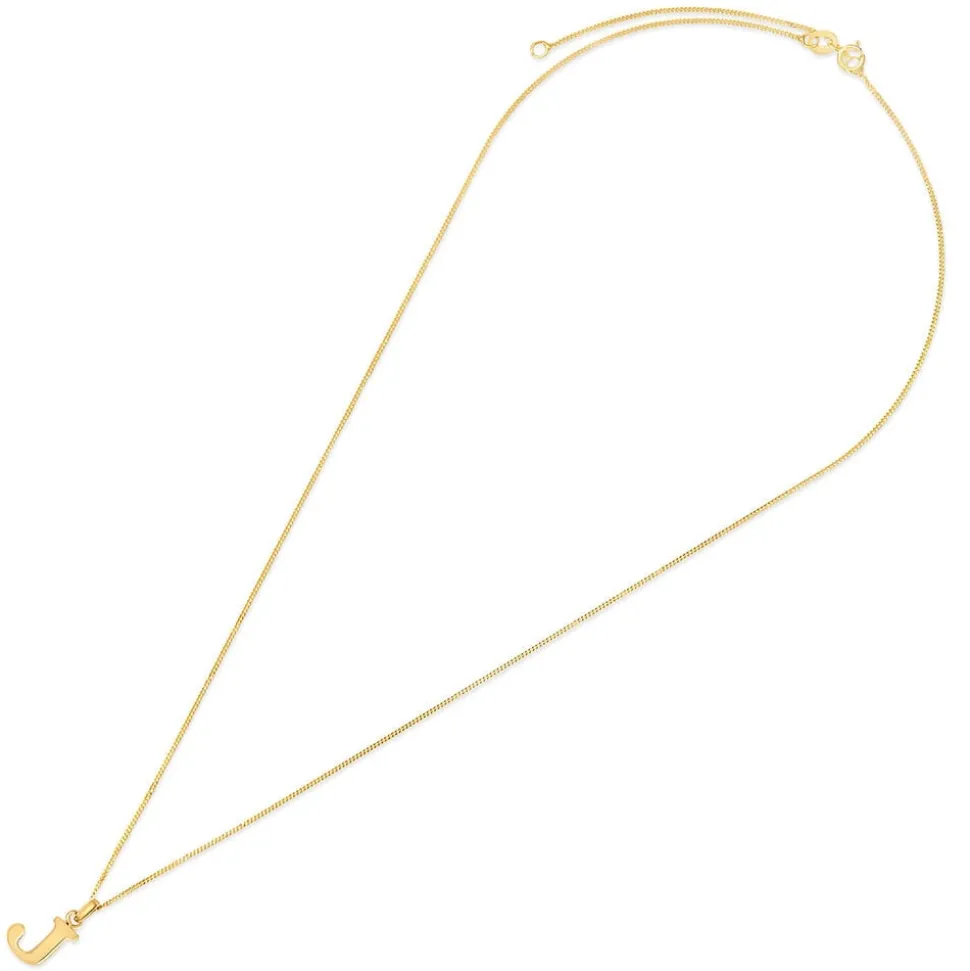 9ct Yellow Gold Plain Initial J Pendant (Chain Included)